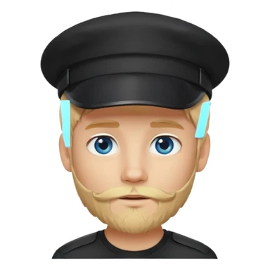 Ragazzo biondo con occhi azzurri e con barbetta bionda e cappello nero con visiera sticker