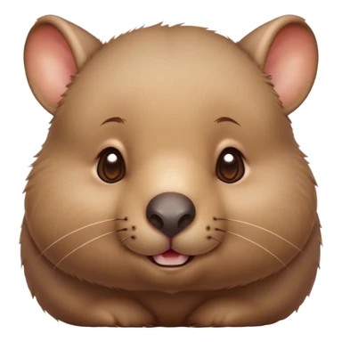 Cinematic Cute Wombat Portrait Emoji, Head tilted playfully and inquisitively, featuring a fluffy, shaggy brown fur with a round, endearing face and twinkling eyes full of gentle curiosity, Simplified yet irresistibly adorable features, highly detailed, glowing with a warm, friendly glow, high shine, affectionate and chubby, stylized with a touch of bushland whimsy, bright and endearing, soft glowing outline, capturing the essence of a mischievous yet loving wombat, so playful it feels like it could trundle out of the screen into your arms! sticker