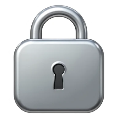 Chrome silver lock emoji, iOS emoji style, smooth metallic surface, rounded edges, reflective highlights, minimalistic sticker