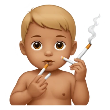 Baby with ciggy sticker