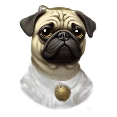 A cyberpunk pug in Art Nouveau style during 1910 sticker