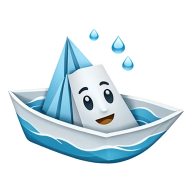 emoji de barco de papel de color blanco o celeste sticker