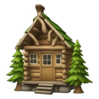 Cabane avec sapin sticker