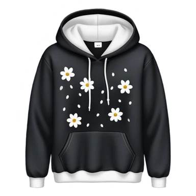 The BLACK Denim Tears Hoodie features a black base with distinctive white open flower spots with empty space in the middle, These hollow ring-like patterns are scattered across. sticker