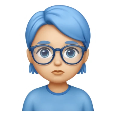 smart chick emoji, question, thinking, glasses, blue sticker