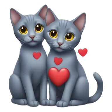 Two russian Blue cats with Heart  sticker