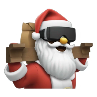 Santa in sledge in vr headset sticker