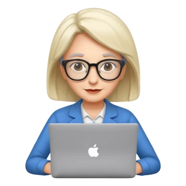 senior female programmer with laptop sticker