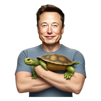 Elon Musk qui caresse une tortue sticker