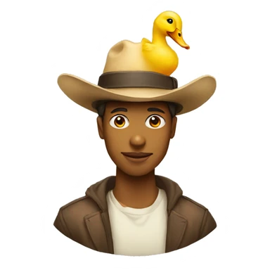 person in hat that looks laike ducks head sticker