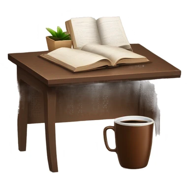 Desk with chique brown books, coffee and glasses  sticker