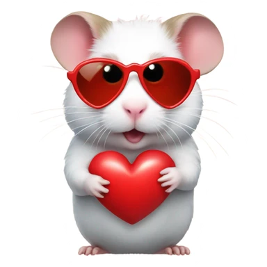 a hamster with red heart sunglasses  sticker