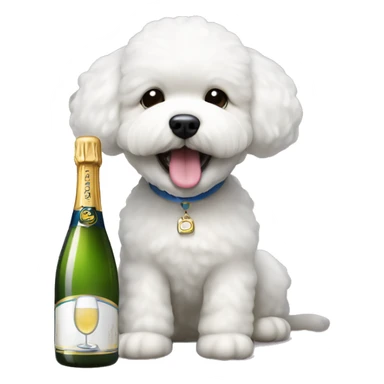 Bichon dog with a bottle of Champagner  sticker