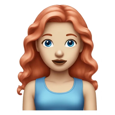 Long red hair girl with blue eyes and pink lips sticker