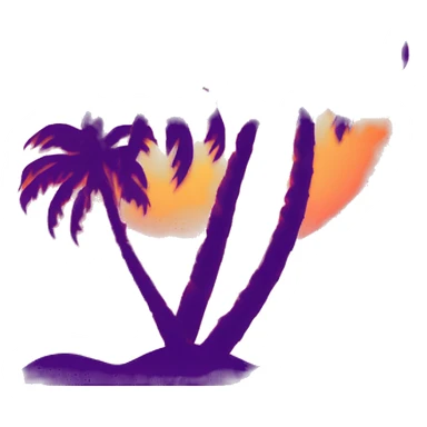 palm tree on a background of the setting sun in retro wave mode sticker
