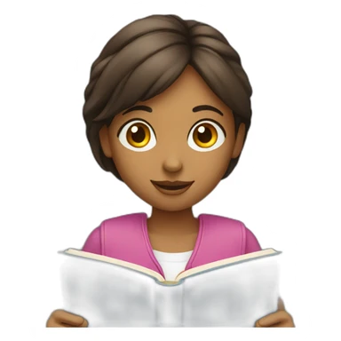A girl reading a book.  sticker