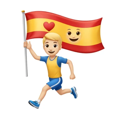 happy runner waving a flag that says 'emojiland' sticker