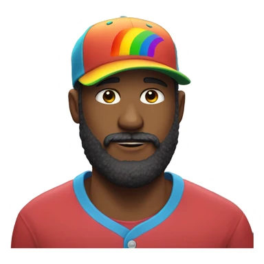 a guy with a beard and a rainbow baseball cap on sticker