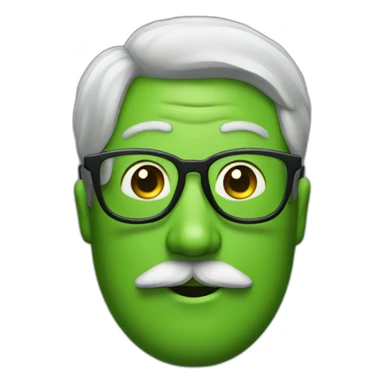 mustache man with glasses with green skin sticker