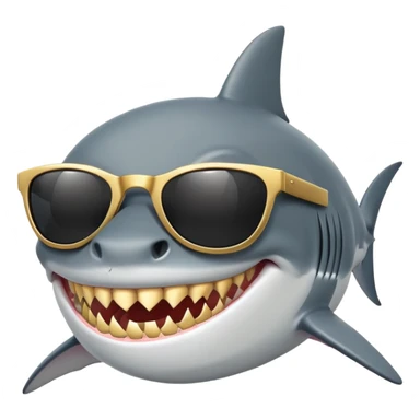 shark with golden teeth wearing black sunglasses sticker