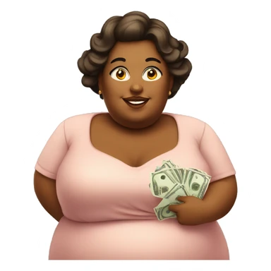 Rich obese woman with money  sticker