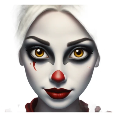 Dalahäst in Harley Quinn style, oil paint, mysterious eyes, intricate lips, masterpiece portrait, odd perspective, beautiful, desirable, logical sticker