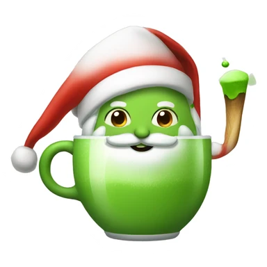 Santa drinking matcha  sticker