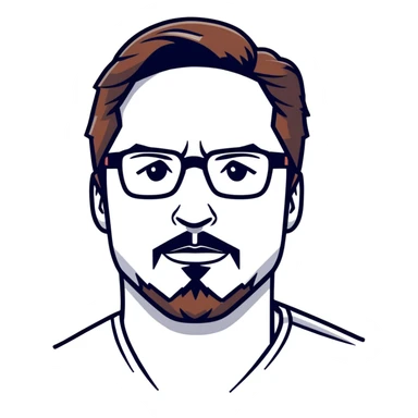 Tony Stark with stylish glasses and signature goatee sticker