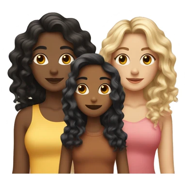 Three girlfriends, one with long wavy black hair, the other curly brown, the other blonde sticker