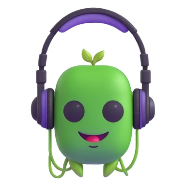 green pea wearing headphones sticker