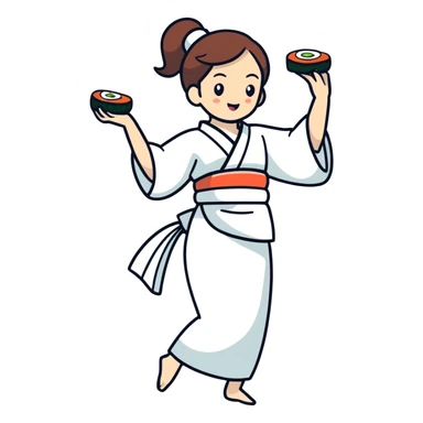 Girl dancing with sushi sticker