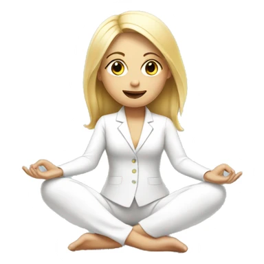 Blonde girl doing yoga in white suit  sticker