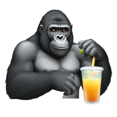 a gorilla drinking boba sticker