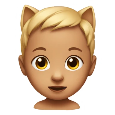 a baby with a cat head sticker