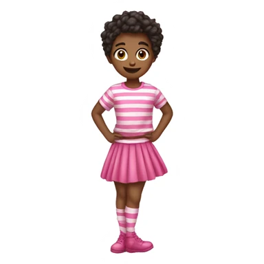 a feminine boy in pink striped thigh highs and a skirt sticker