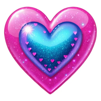 glitter heart with neon pink sparkles sticker
