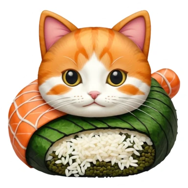 cat dressed as a piece of sushi sticker