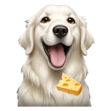 White golden retriever eatinfg cheese  sticker