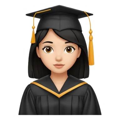 Black hair girl graduated sticker