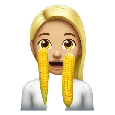girl with corn in mouth sticker