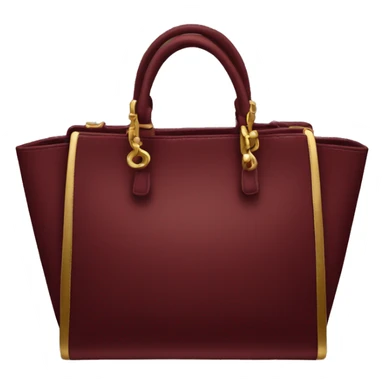 Dark red handbag with gold sticker