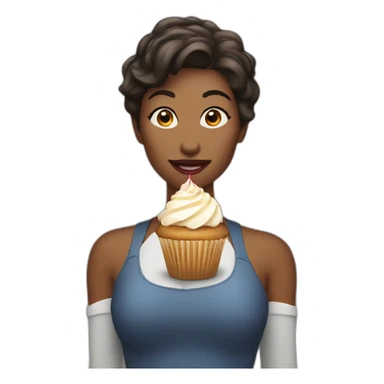 Powerwoman eating a cupcake sticker