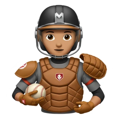 Mandalorian using a Catcher's mitt.  He looks ready to catch a ball.  Make the catcher's glove oversized.  Put a dark visor in the helmet.   sticker