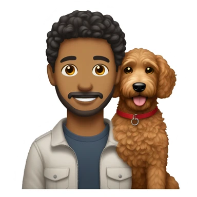 Lightskin man with a red goldendoodle sticker