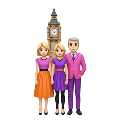 London Big ben with couple facing it keep couple dress colourful pink,purple,orange,black sticker