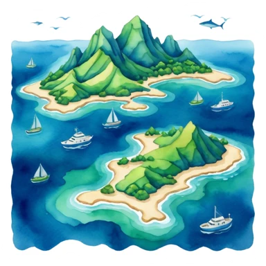 modern sea map with islands sticker