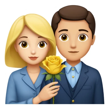 Mimi and niko holding yellow rose sticker