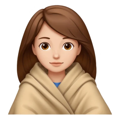 brown hair woman sitting under beige blanket sticker