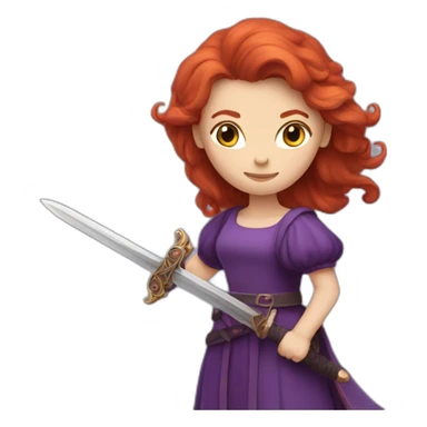 redhead women in purple dress with sword sticker