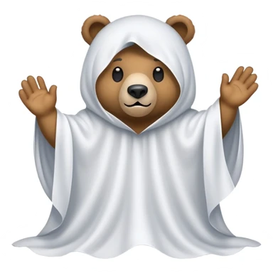 Bear wearing loose sheet playing a ghost sticker